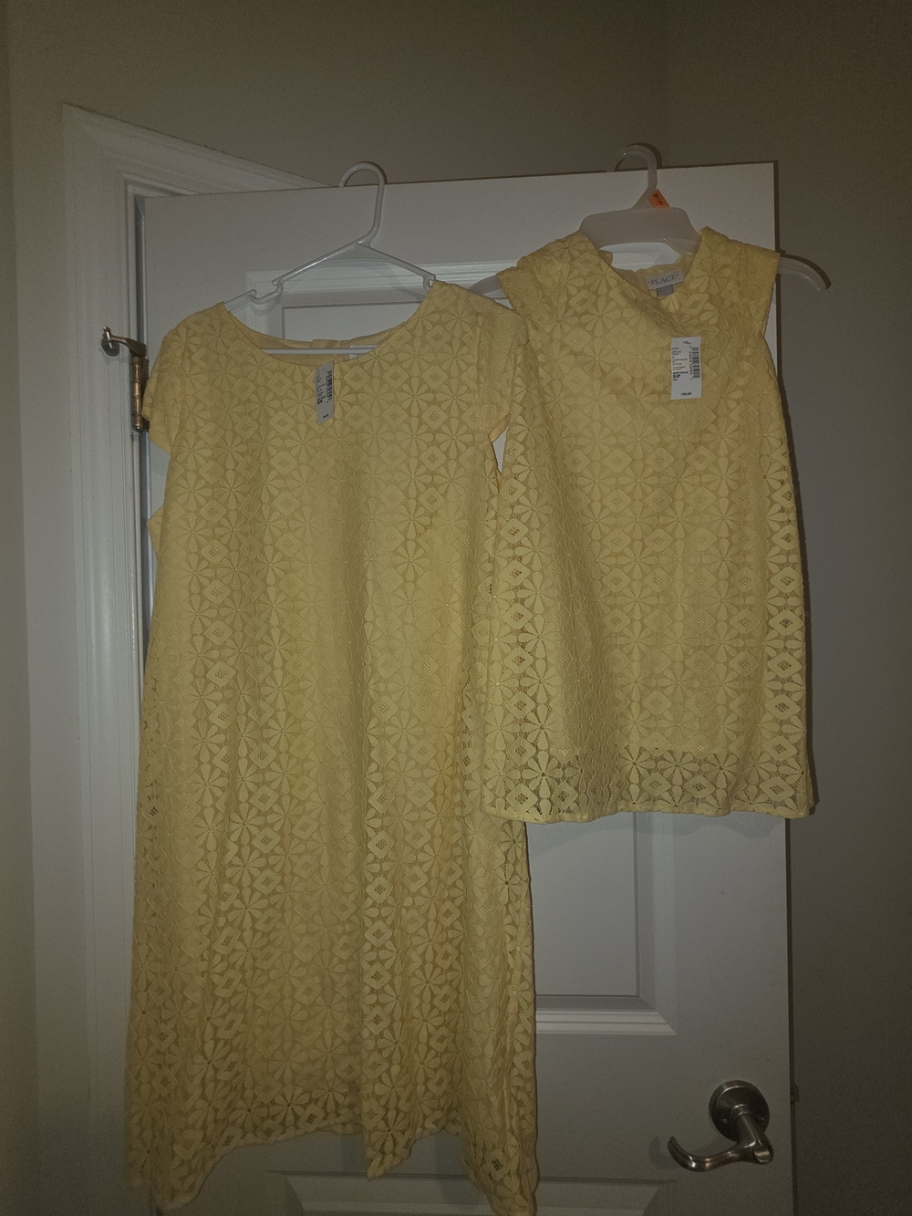 Mommy and Me Yellow Lace Shift Dresses